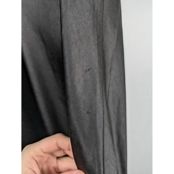 Y2K Whimsigoth Satin Cowl Neck Maxi Slip Dress Sz M Black Dark Romantic Leg Slit - Picture 9 of 11